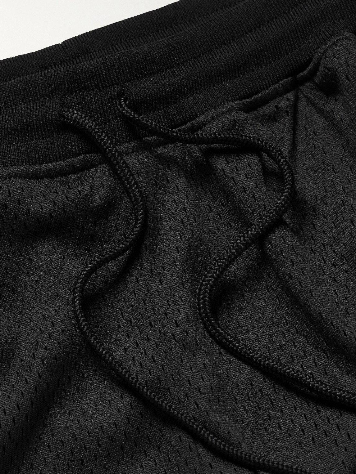 Shop John Elliott Straight-leg Striped Mesh Drawstring Shorts In Black