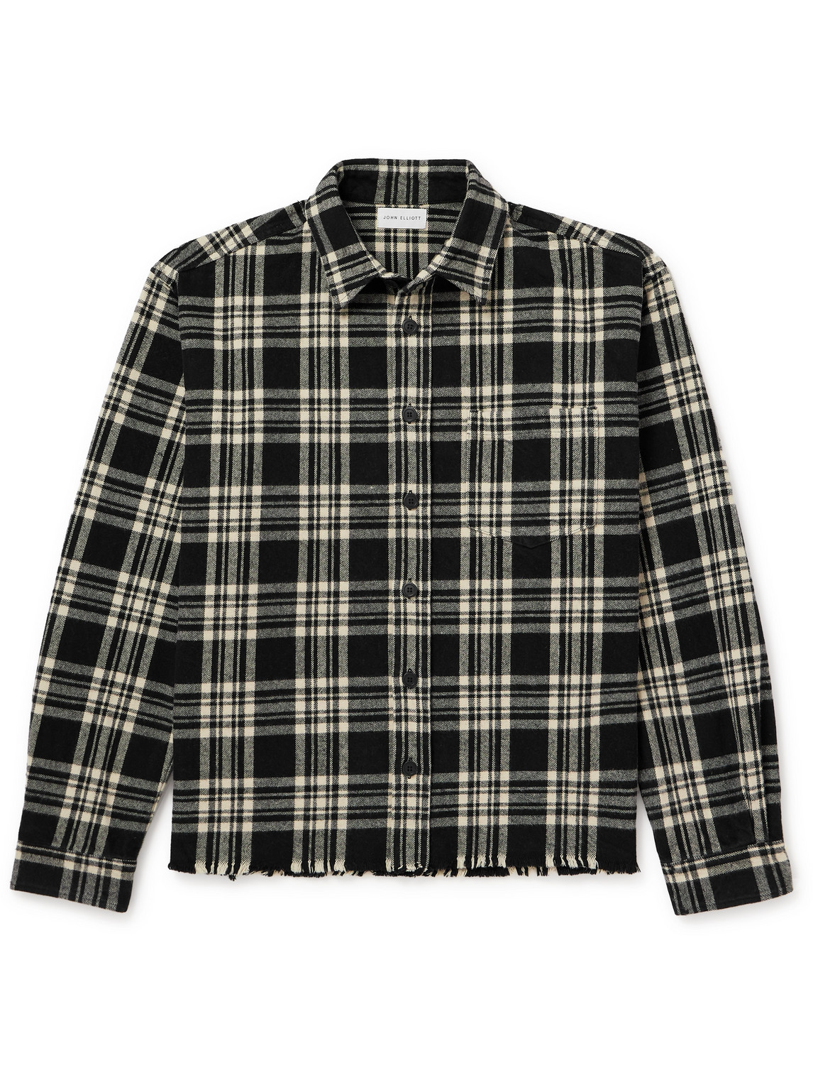 Shop John Elliott Hemi Frayed Checked Cotton-flannel Shirt In Black