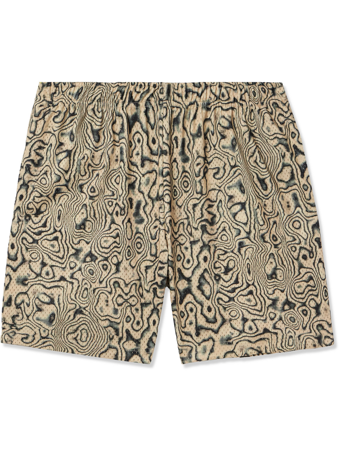 Shop John Elliott Practice Wide-leg Printed Mesh Drawstring Shorts In Neutrals