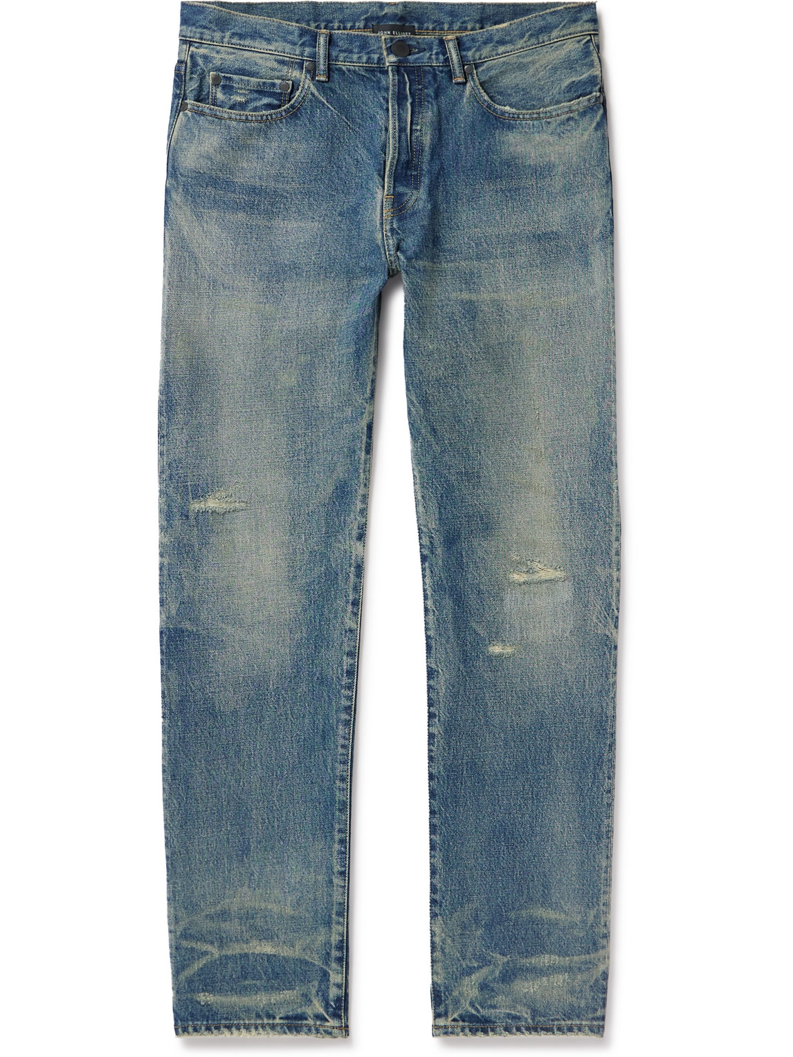 John Elliott The Daze Slim-fit Straight-leg Distressed Jeans In Blue
