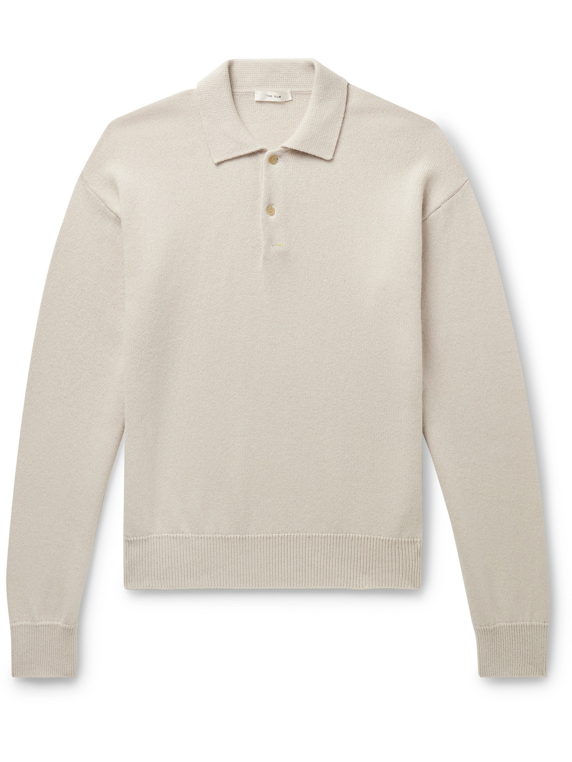 The Row Joyce Cotton And Cashmere-blend Polo Shirt In Neutrals