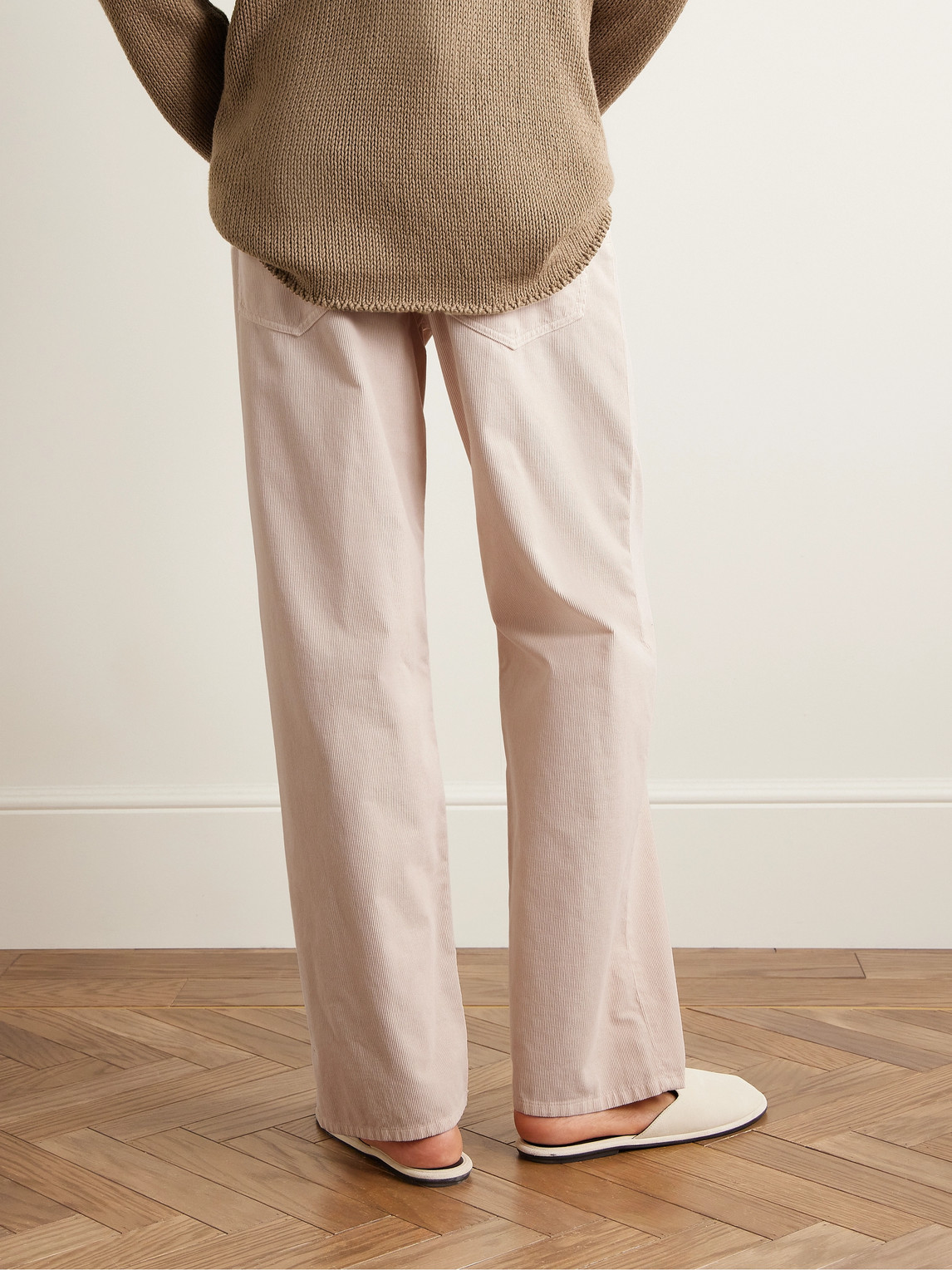 Shop The Row Ross Straight-leg Cotton-corduroy Trousers In Neutrals