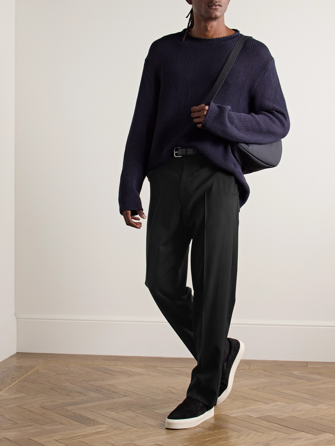 The Row Elijah Straight-leg Wool-twill Trousers In Black