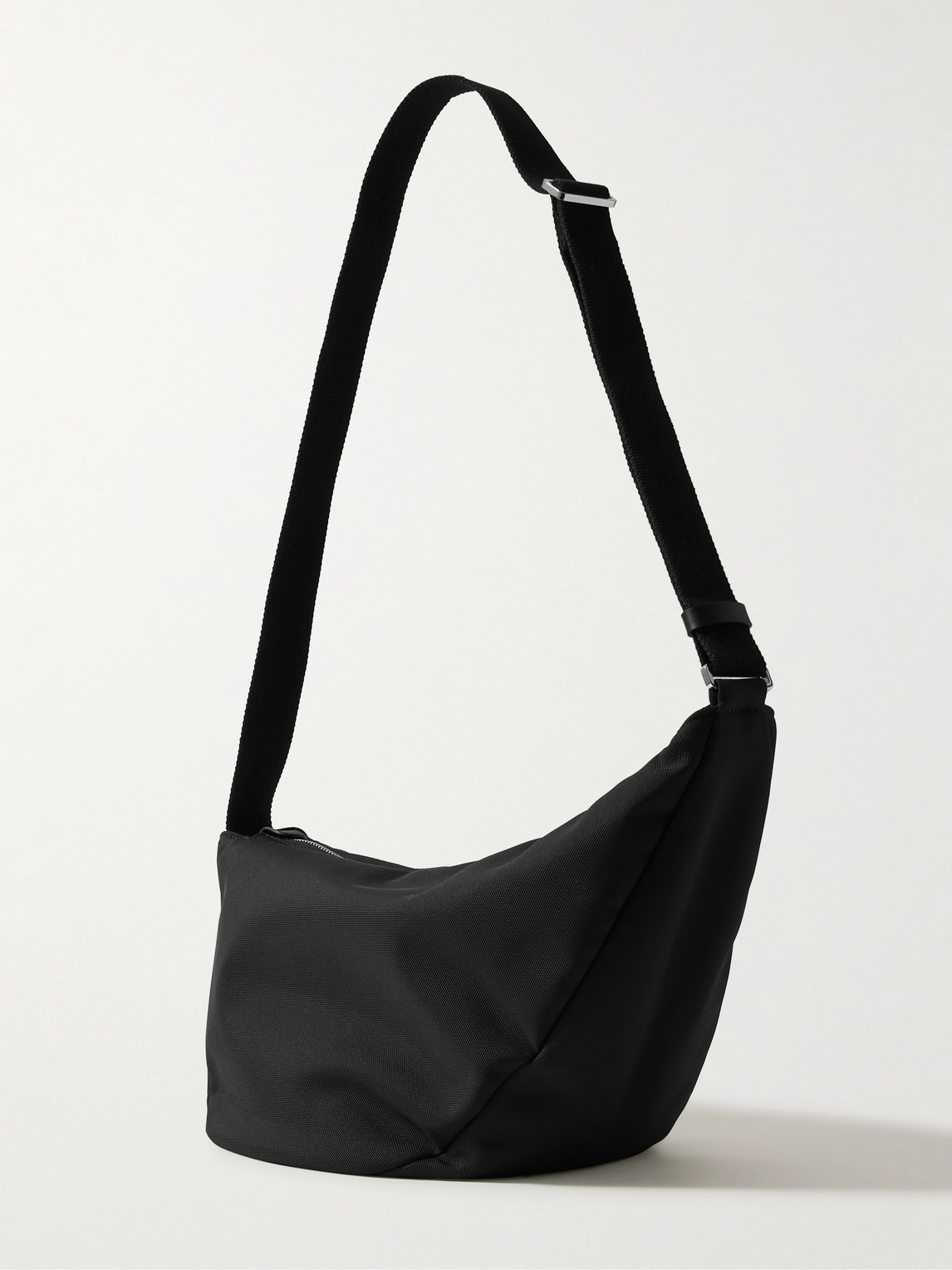 Shop The Row Slouchy Banana Two Leather-trimmed Canvas Belt Bag In Black