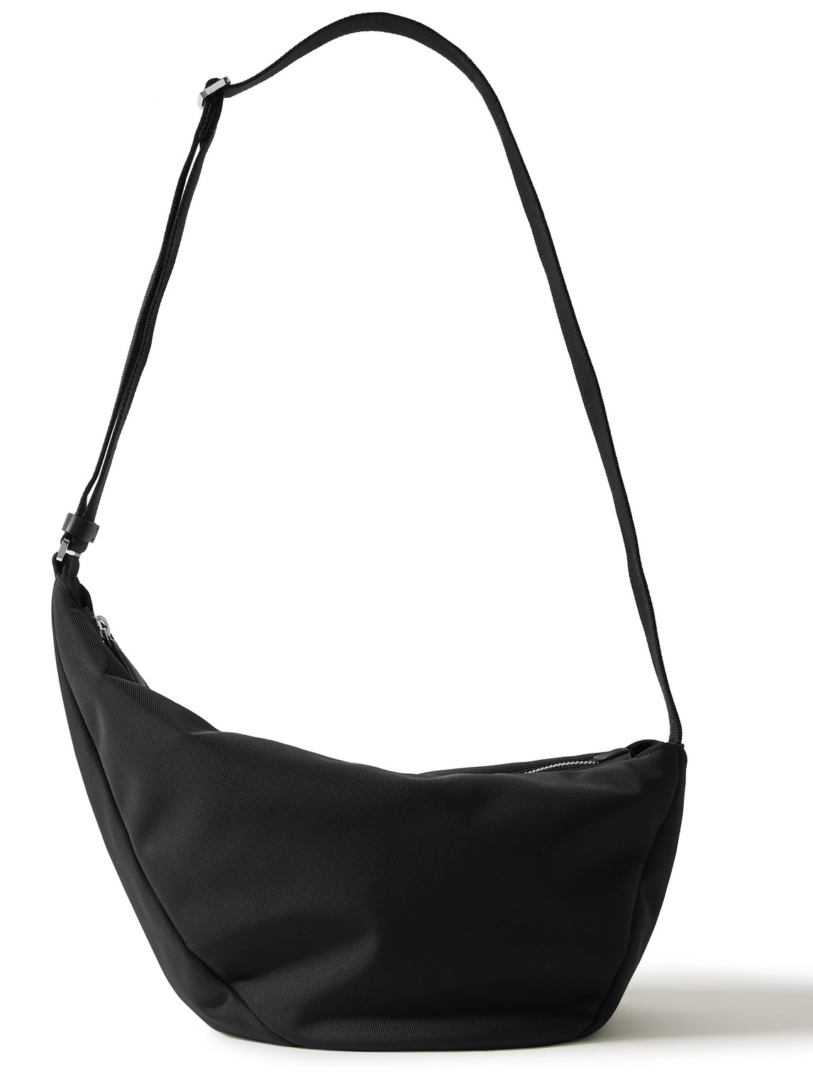 The Row Slouchy Banana Two Leather-trimmed Canvas Belt Bag In Black
