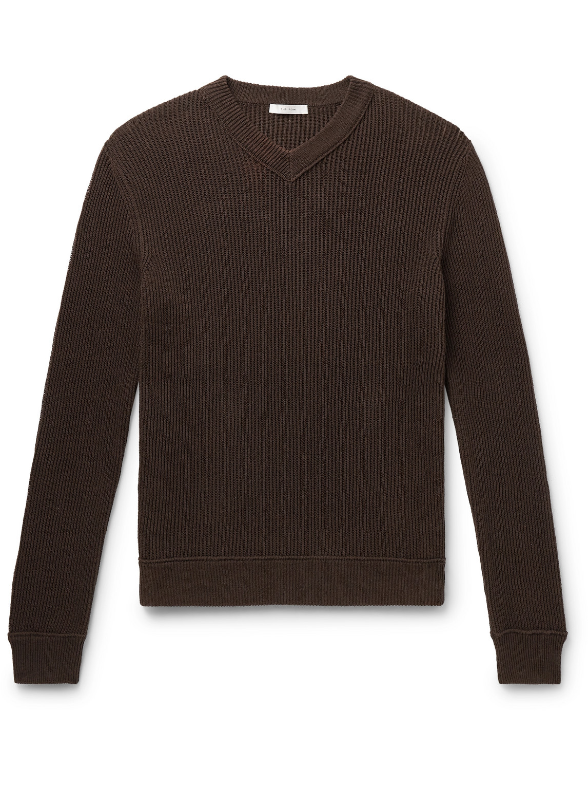 The Row Corbin Ribbed-knit Cotton Sweater In Brown