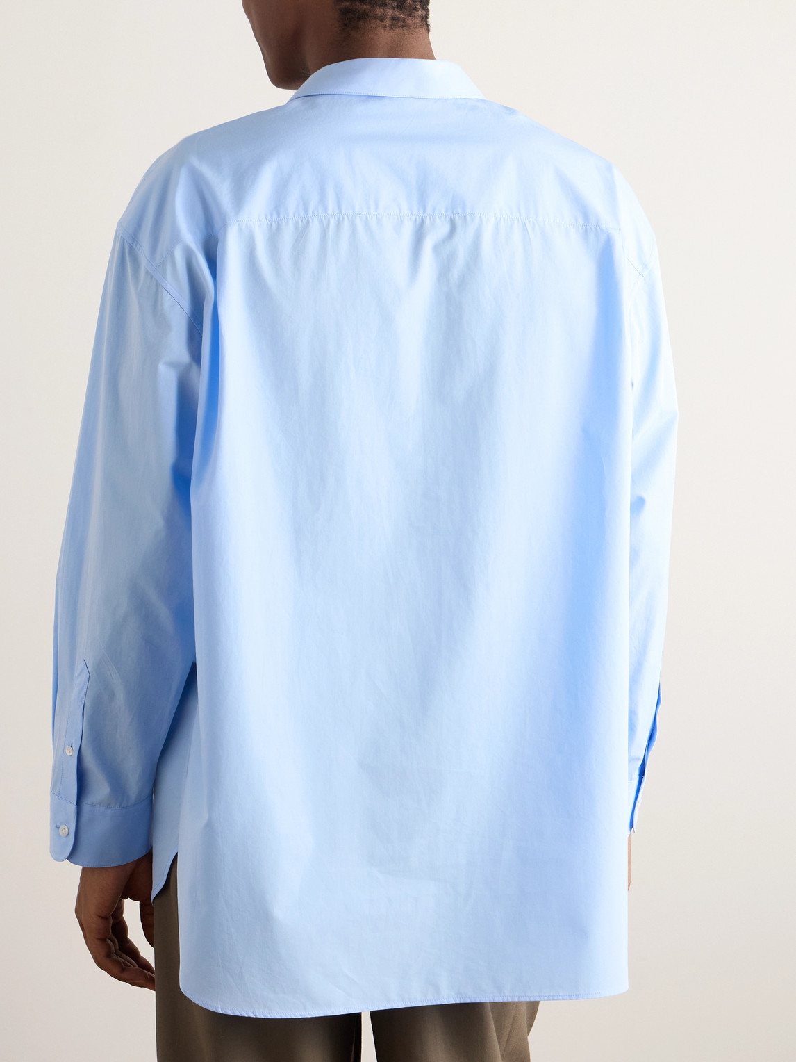 The Row Lukre Cotton Poplin Shirt In Blue