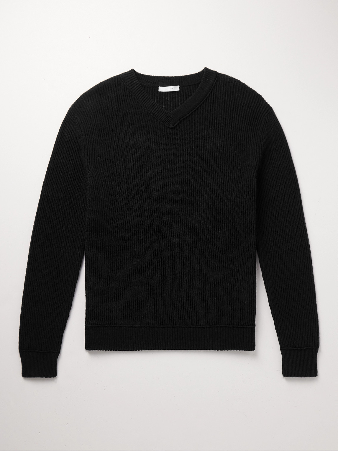 The Row Corbin Ribbed Cotton Sweater In Black