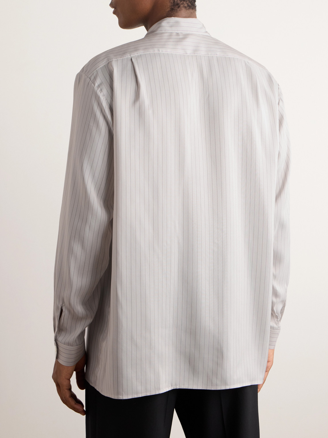Shop The Row Albie Striped Silk Shirt In Gray