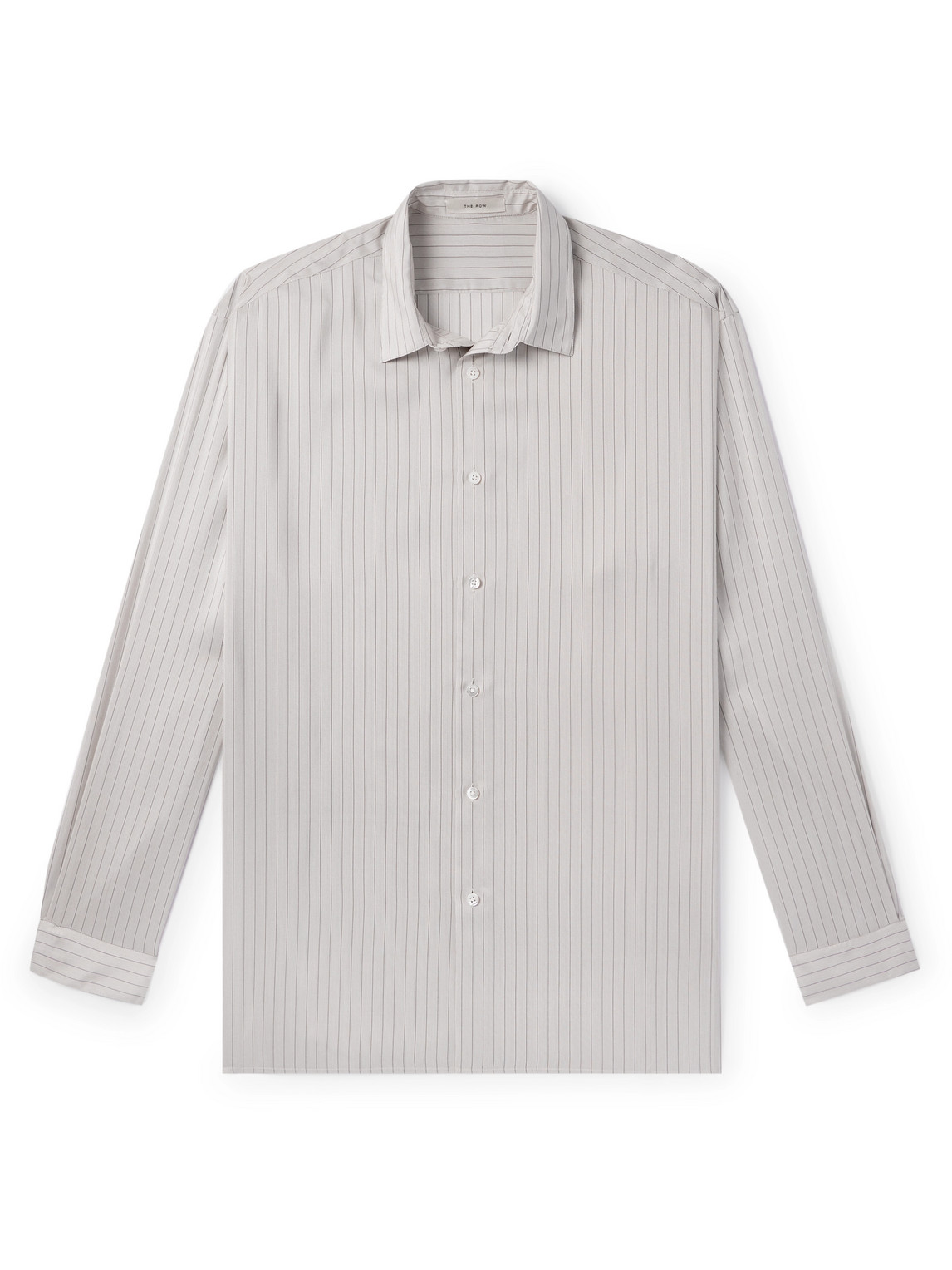 The Row Albie Striped Silk Shirt In Grey