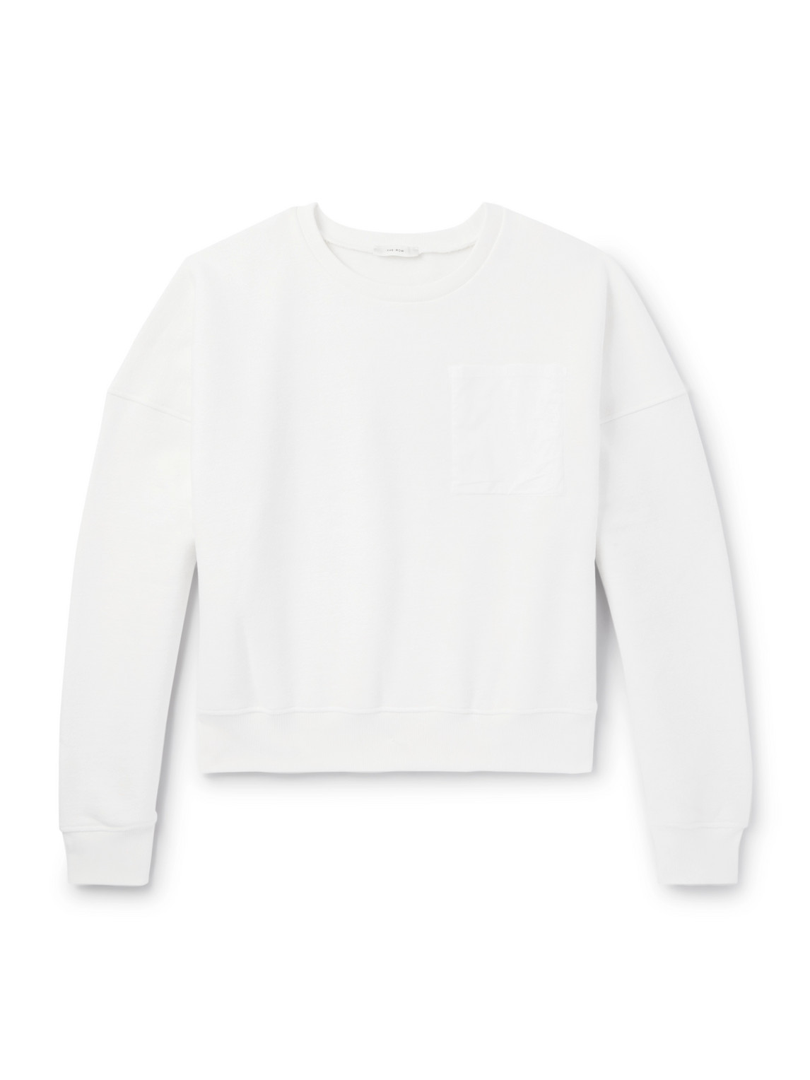 The Row Troy Poplin-trimmed Cotton-blend Jersey Sweatshirt In White