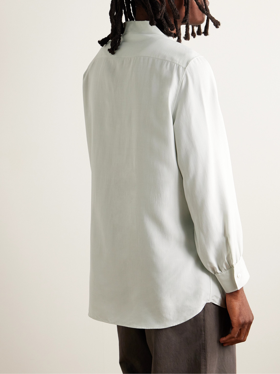 Shop The Row Kiton Camp-collar Silk Shirt In Gray
