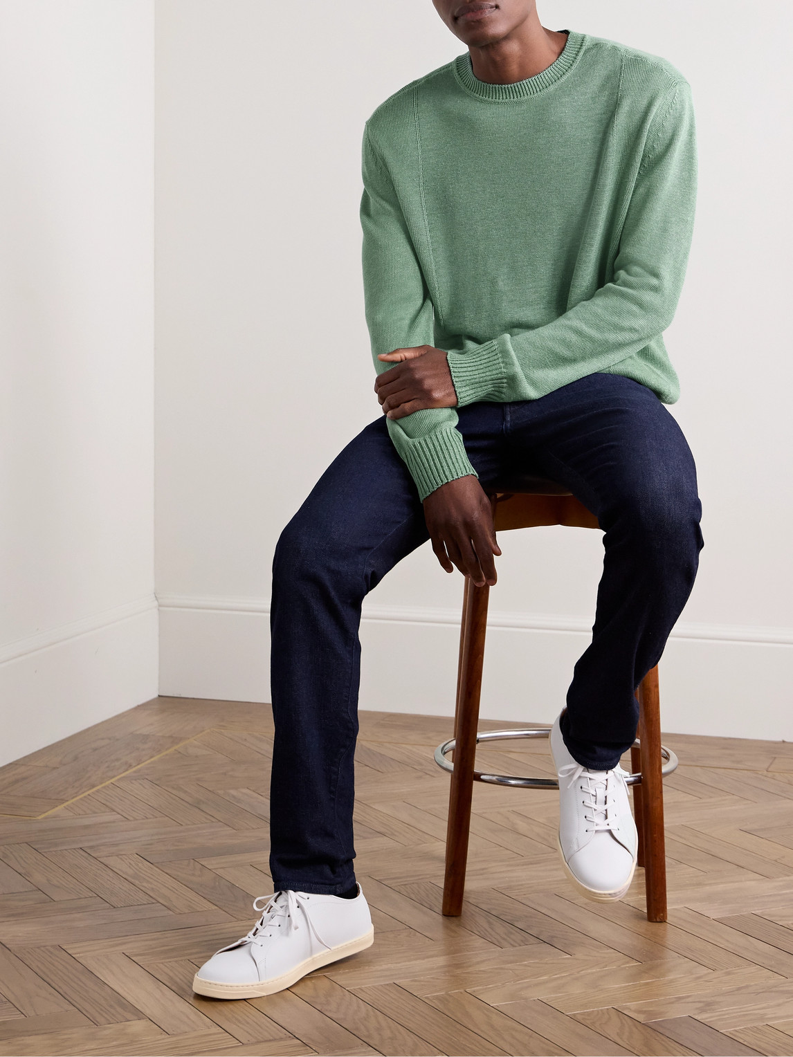 Zegna Linen And Silk-blend Sweater In Green