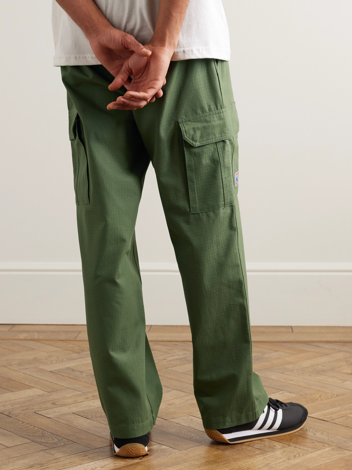 Shop Randy's Garments Tapered Logo-appliquéd Cotton-ripstop Cargo Trousers In Green