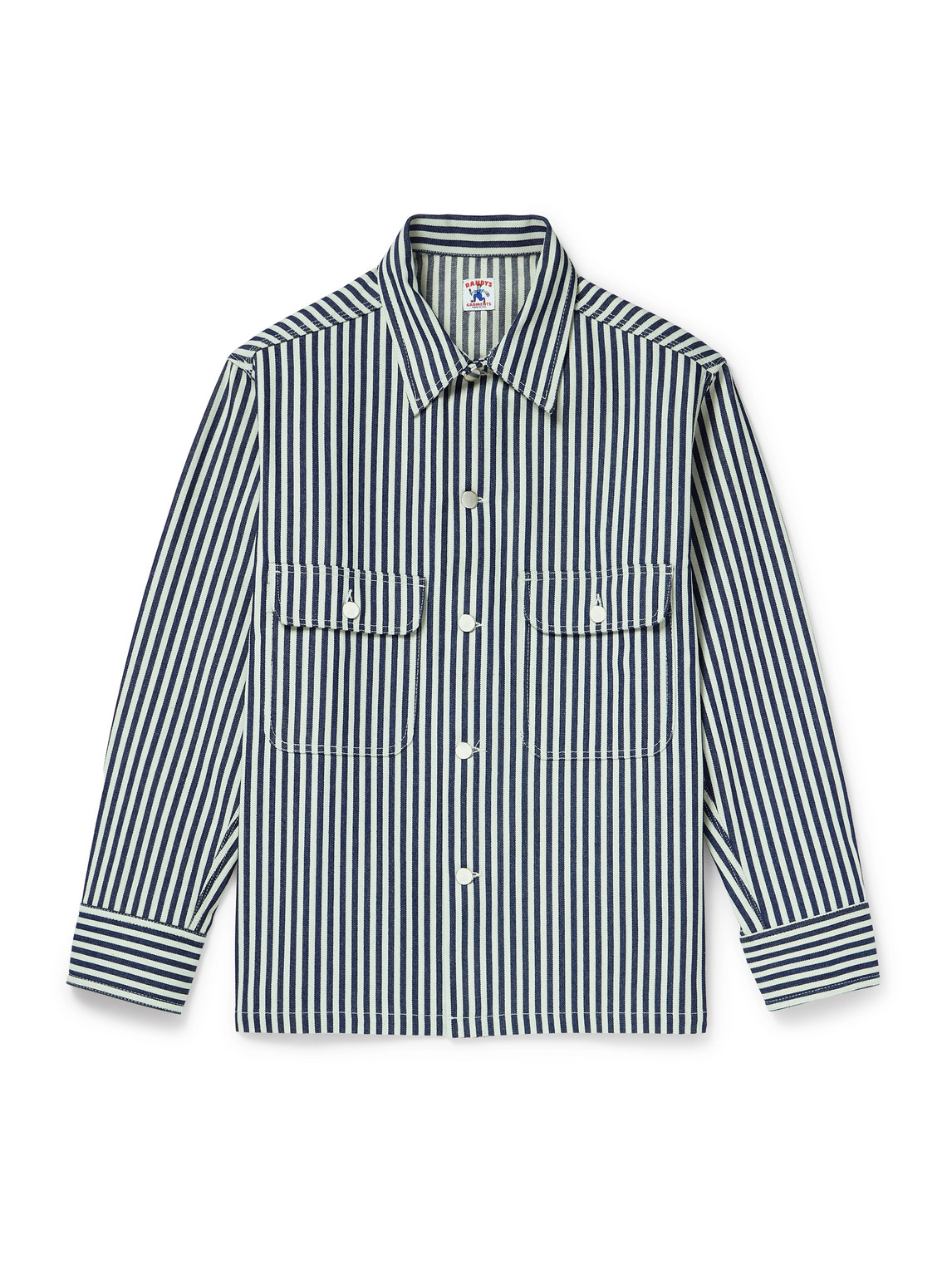 Randy's Garments Striped Denim-jacquard Overshirt In White