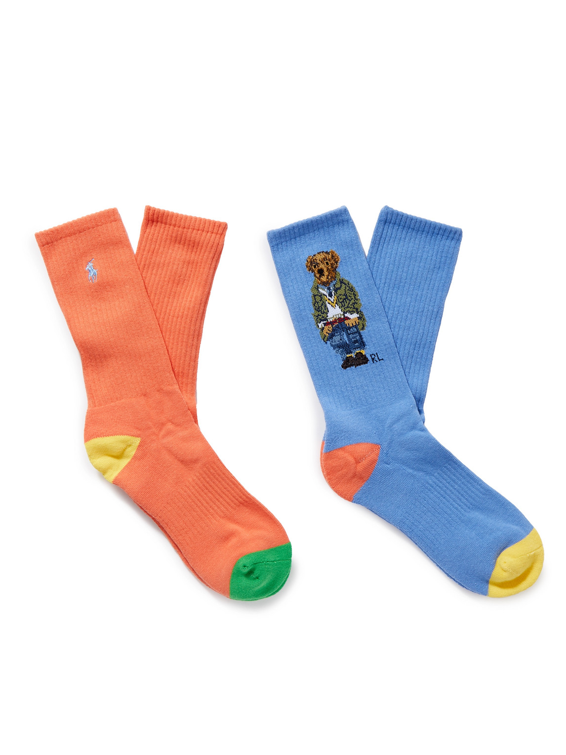 Polo Ralph Lauren Two-pack Ribbed Jacquard-knit Cotton-blend Socks In Multi