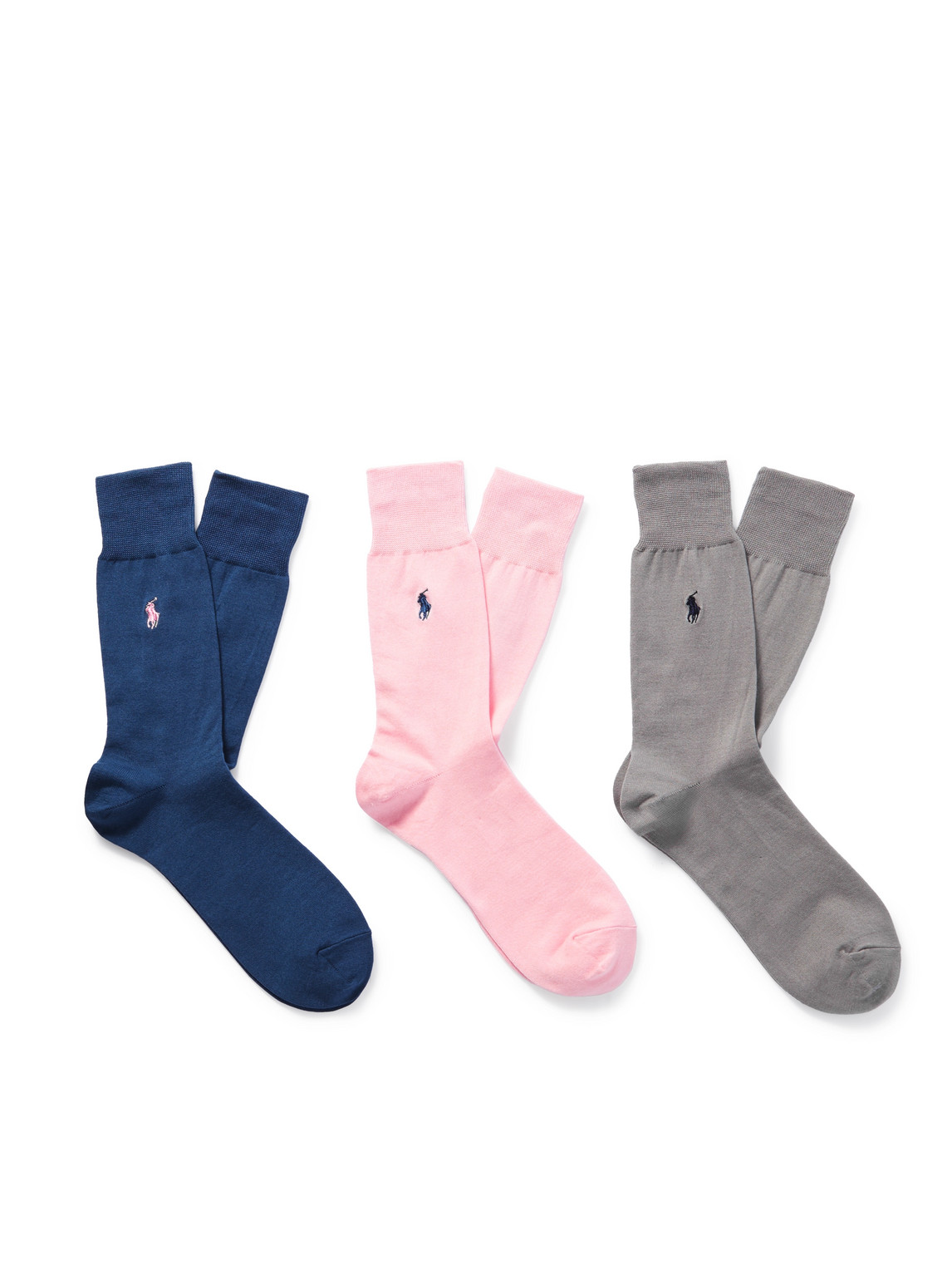 Polo Ralph Lauren Three-pack Logo-embroidered Cotton-blend Socks In Pink
