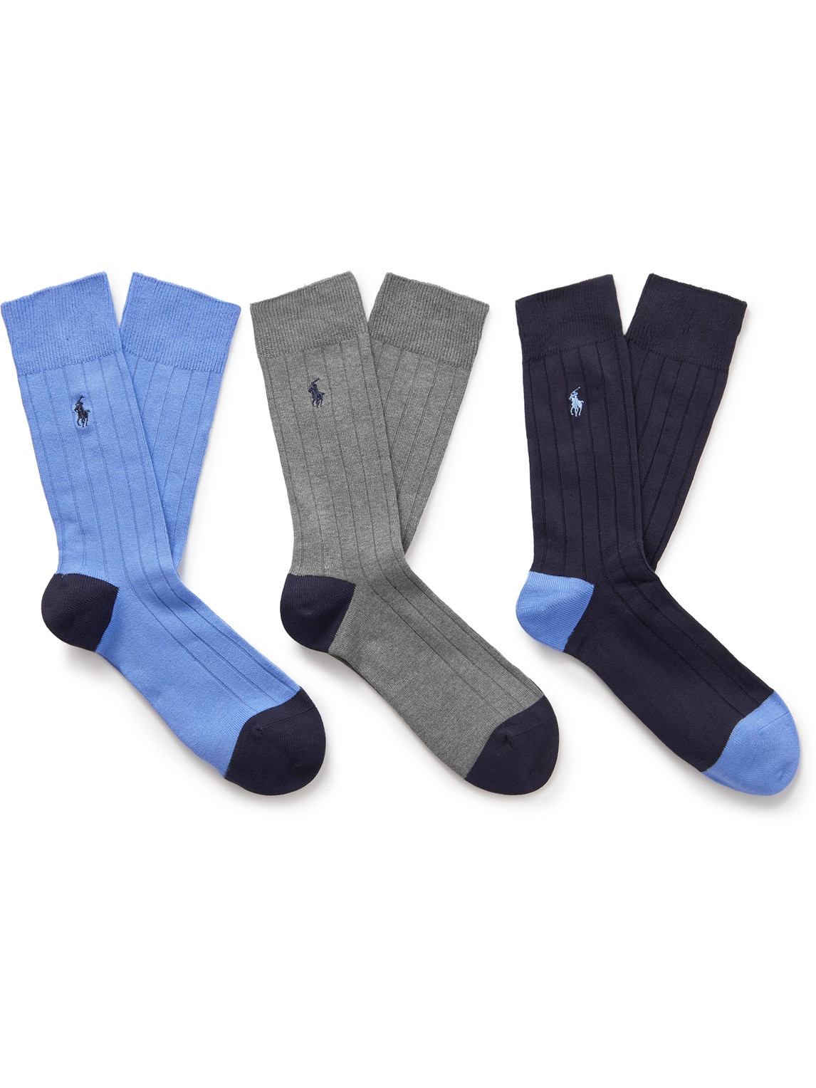 Three-Pack Logo-Embroidered Stretch Cotton-Blend Socks