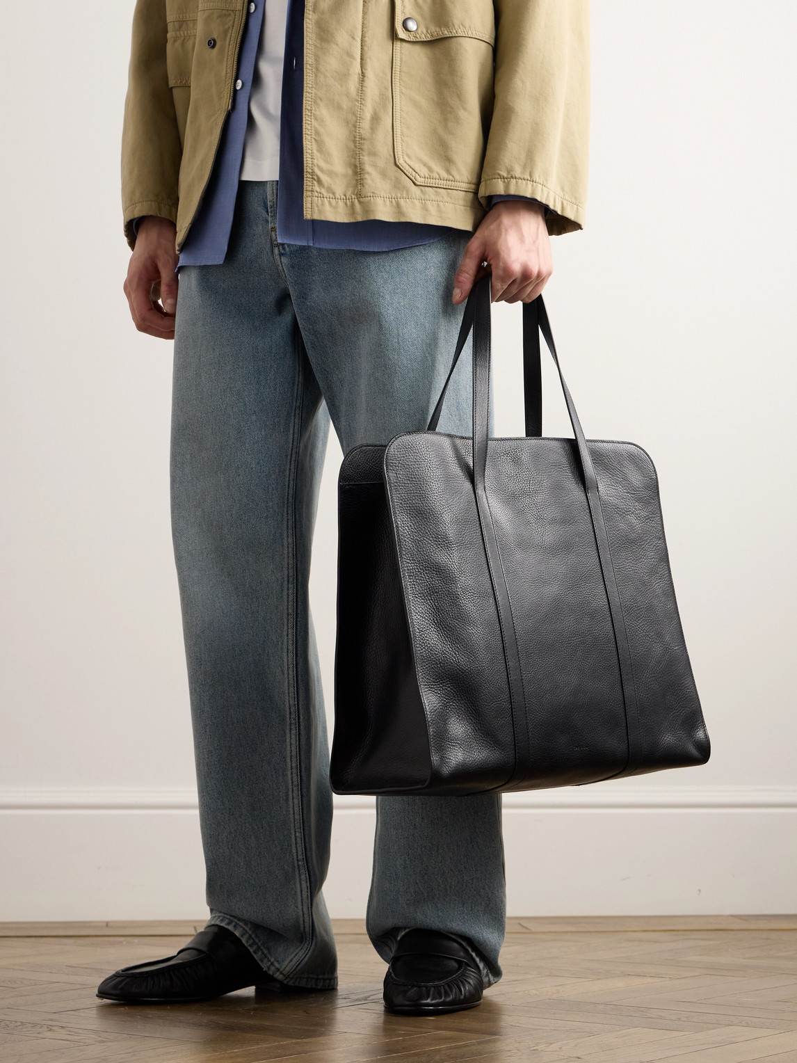 The Row Ben Textured-leather Tote