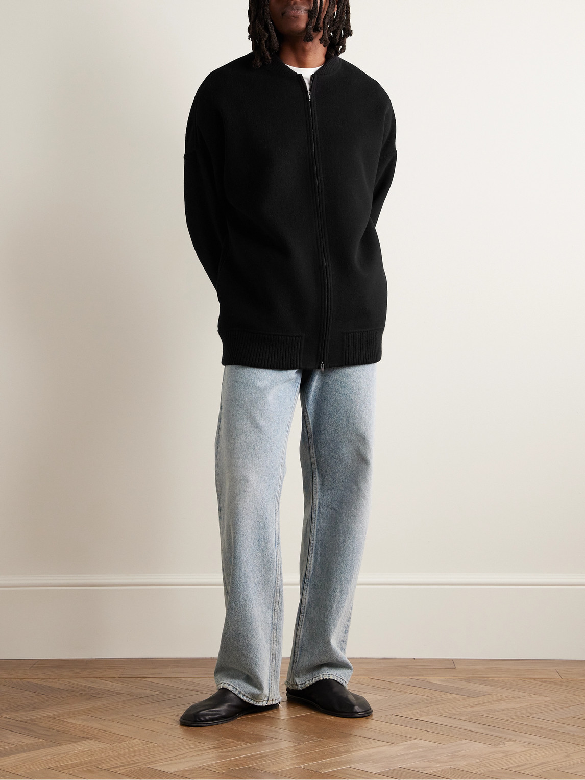 The Row Daxton Cashmere-felt Bomber Jacket In Black