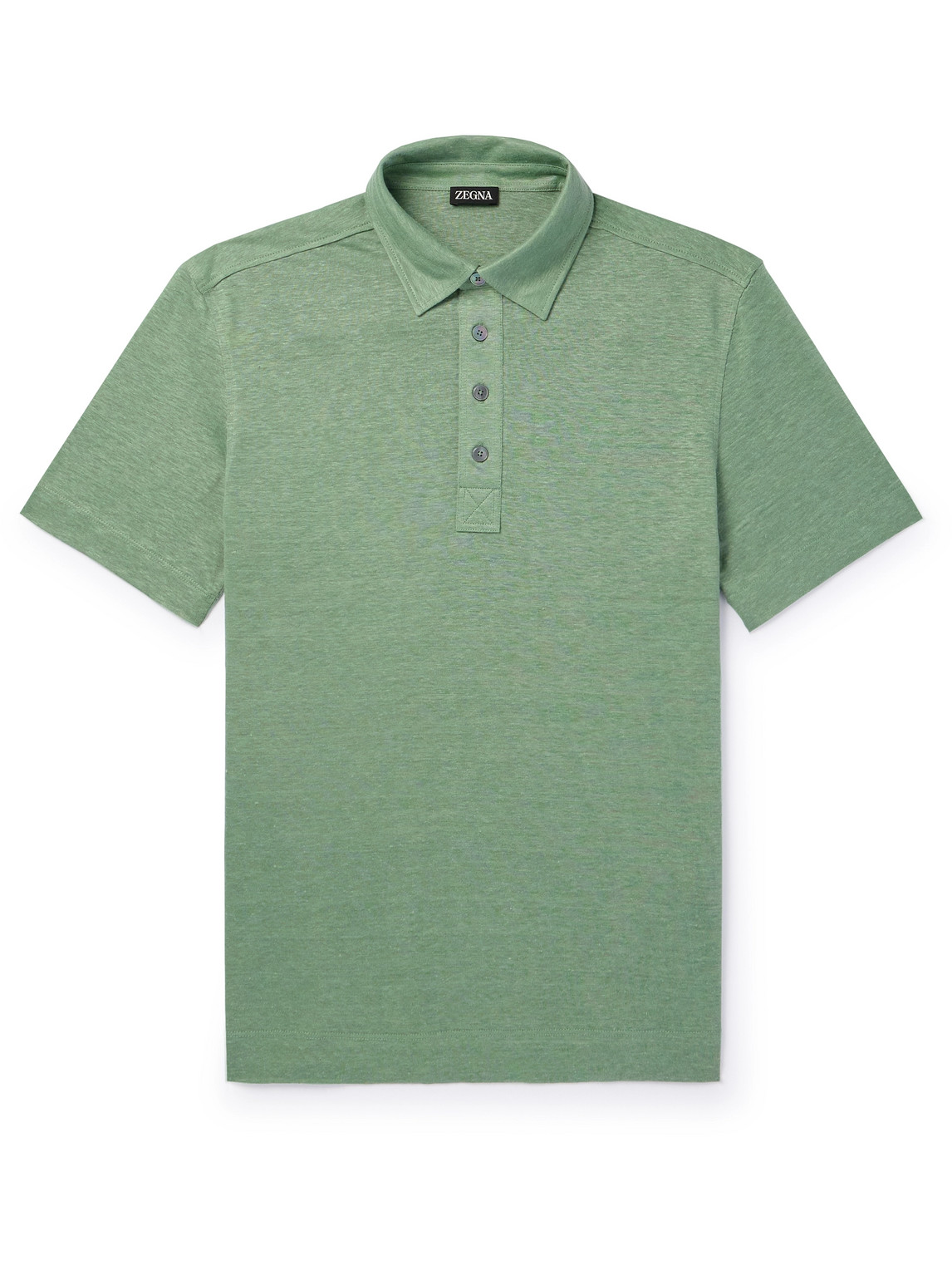 Zegna Slim-fit Linen Polo Shirt In Green