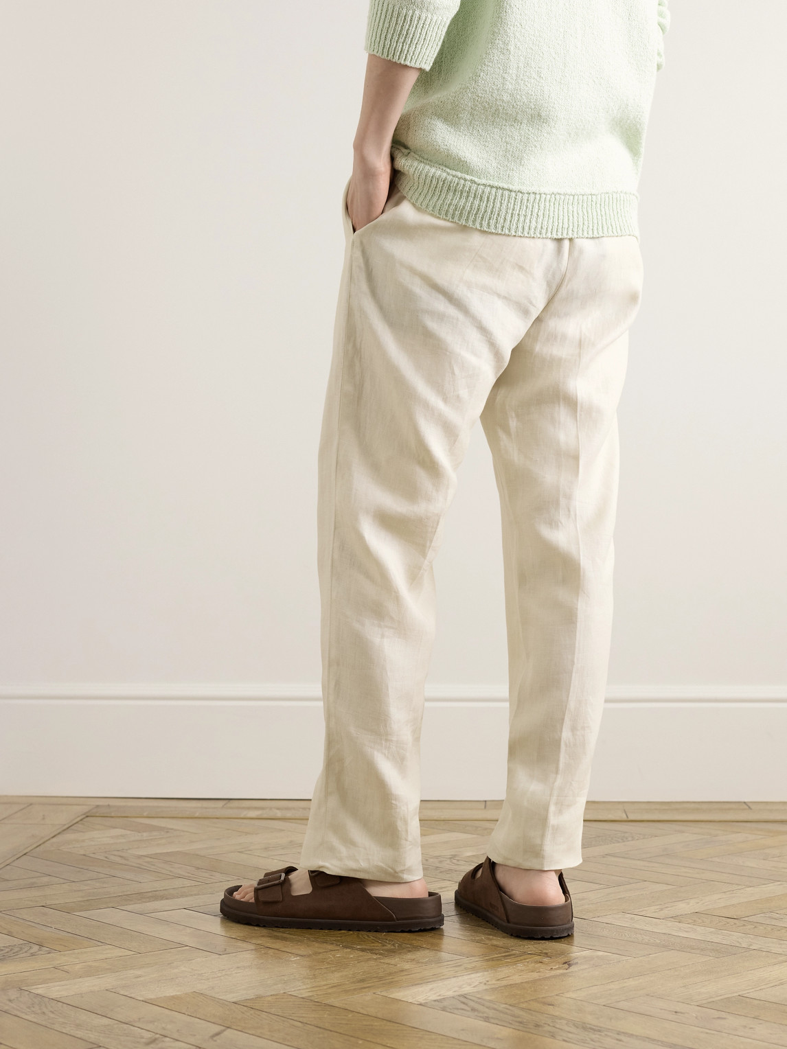 Zegna Tapered Oasi Linen Trousers In Neutrals