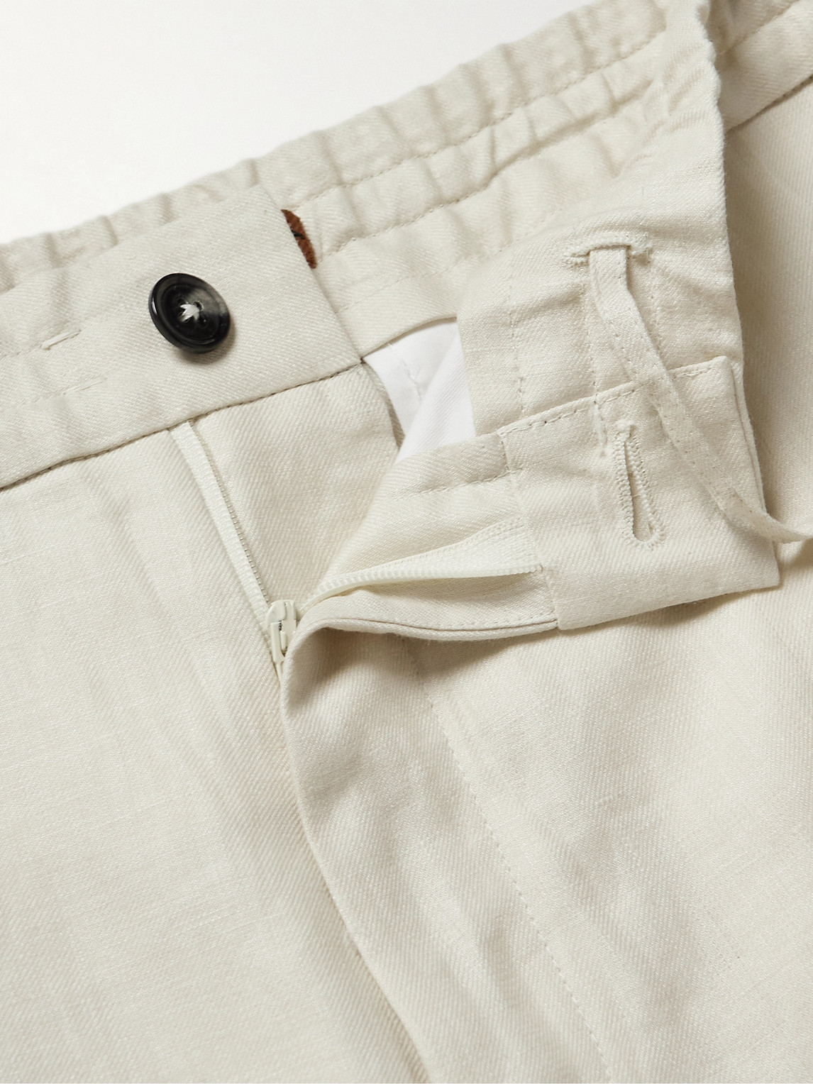 Zegna Tapered Oasi Linen Trousers In Neutrals