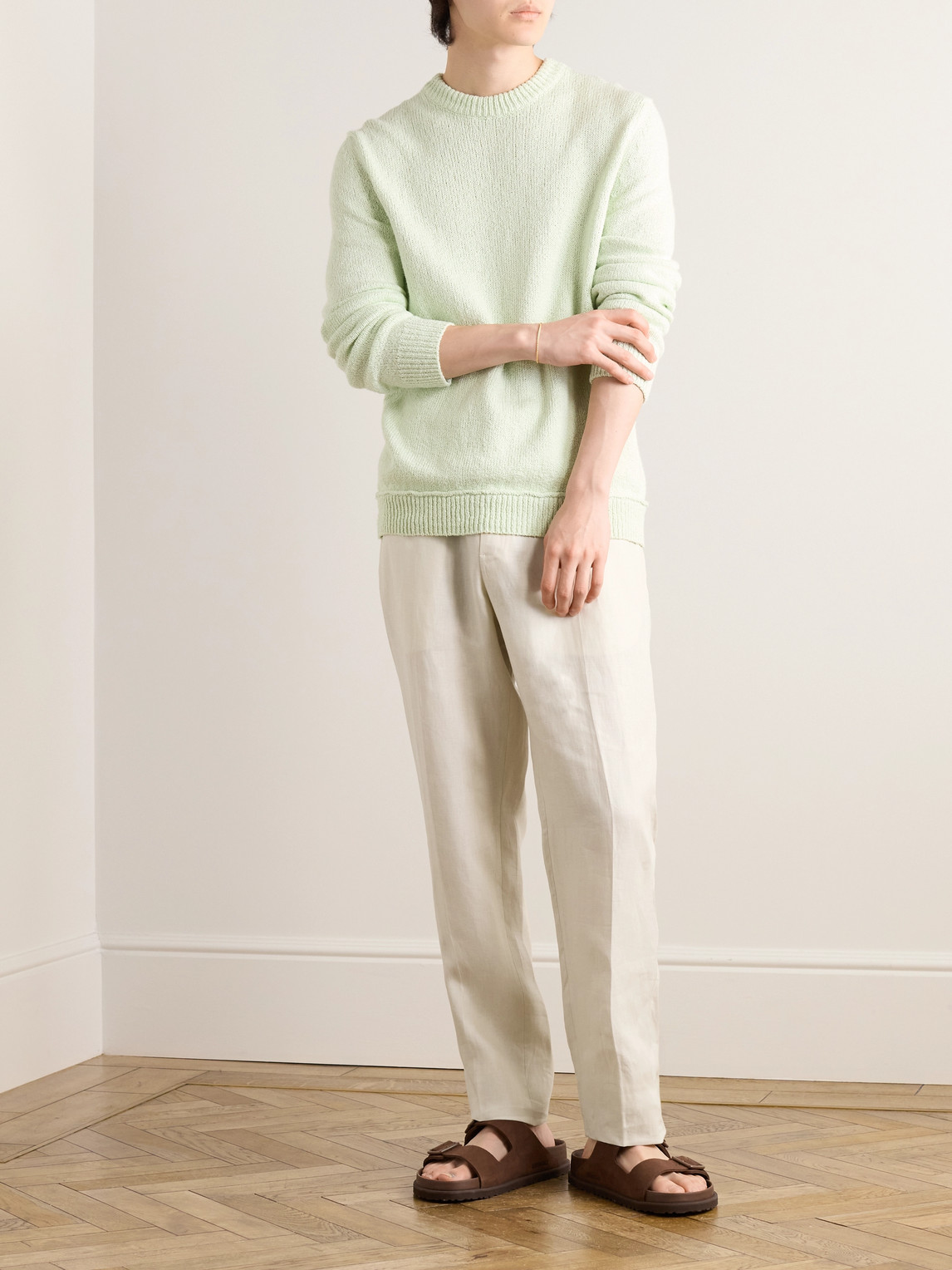 Zegna Tapered Oasi Linen Trousers In Neutrals