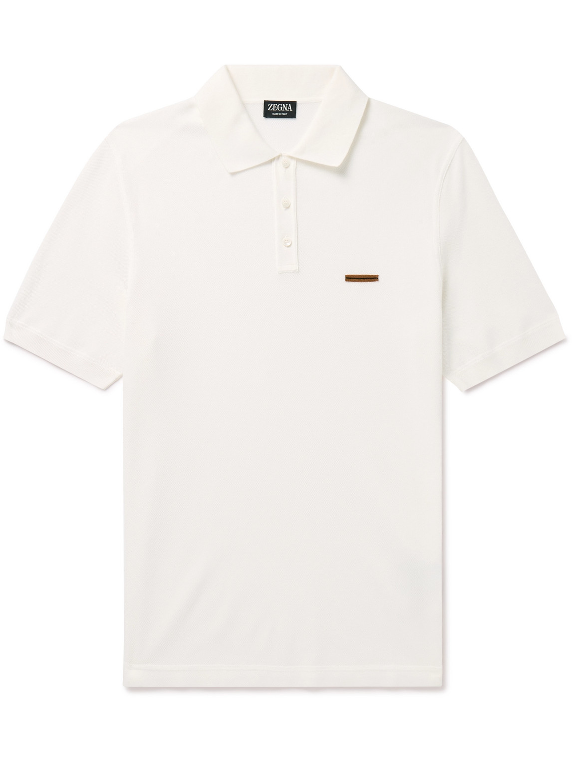 Zegna Slim-fit Cotton-piqué Polo Shirt In White