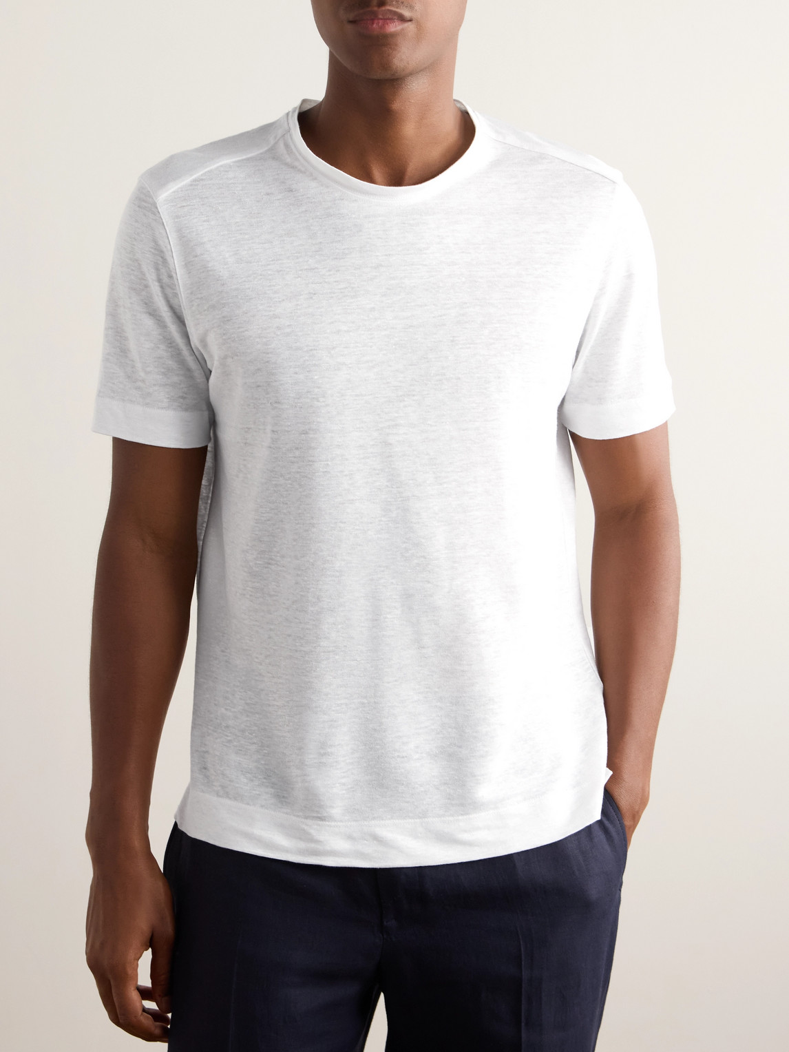 Shop Zegna Linen-jersey T-shirt In White