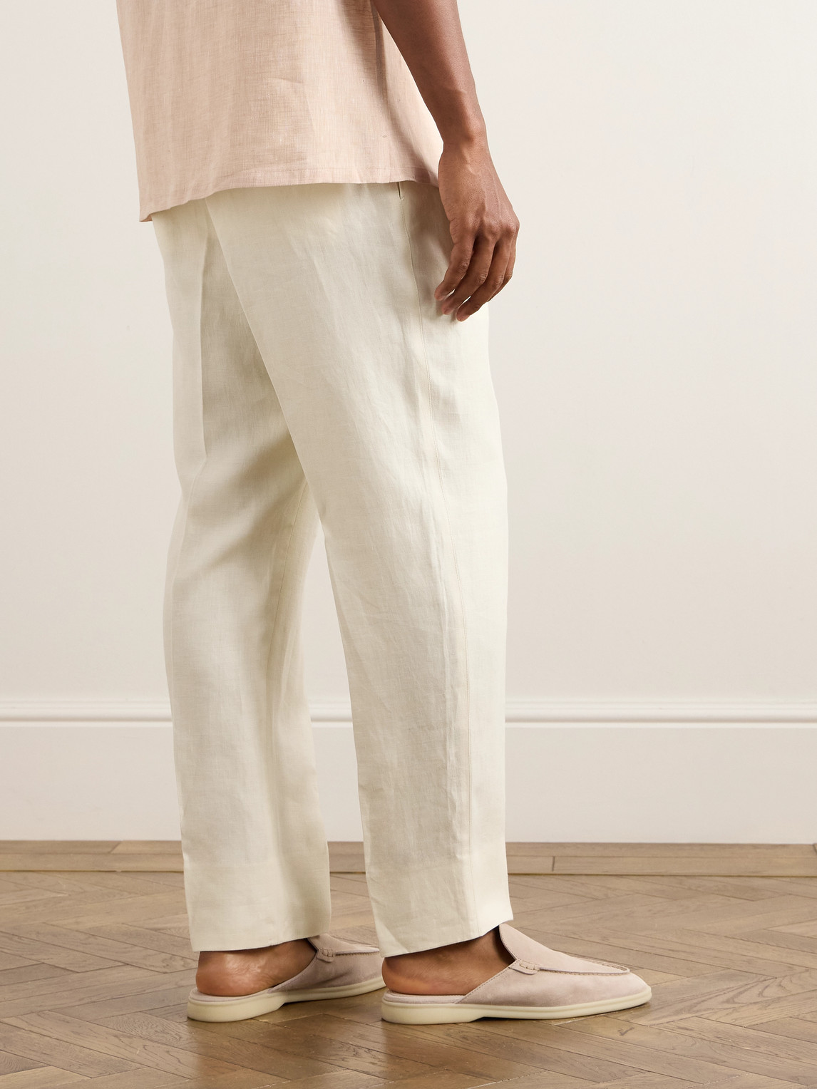Zegna Tapered Oasi Linen Trousers In White