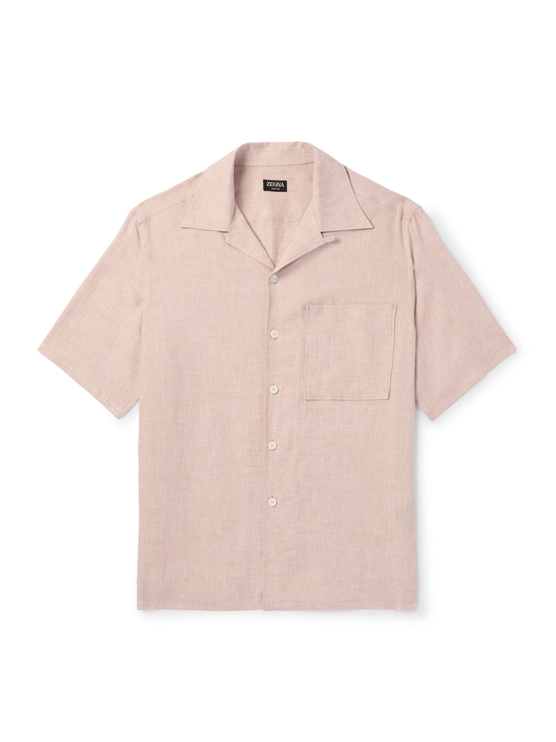 Zegna Camp-collar Oasi Linen Shirt In Orange