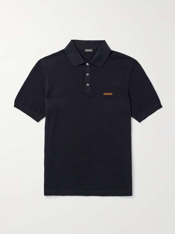 Ermenegildozegna Slim-Fit Cotton-Piqué Polo Shirt