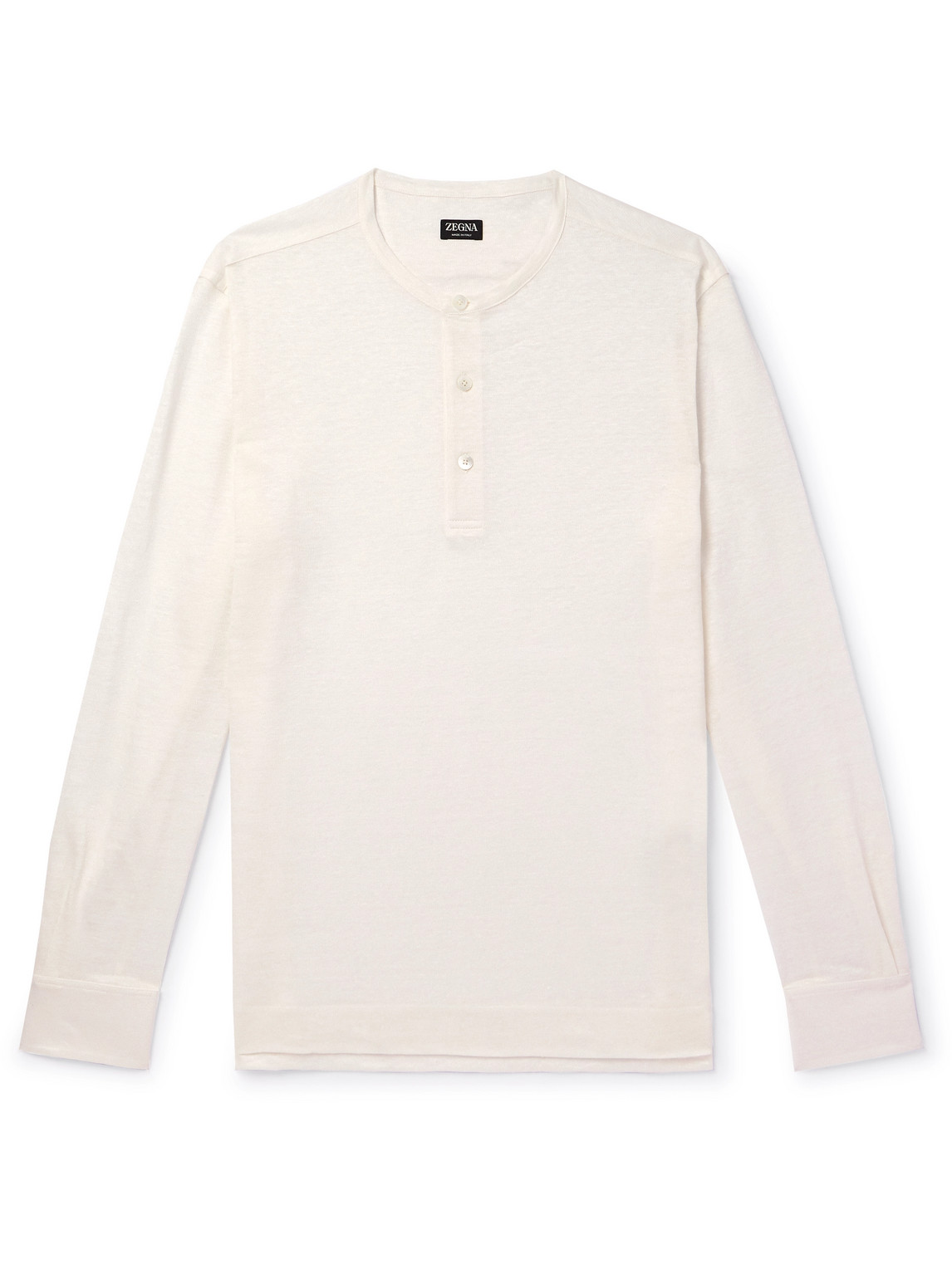 Zegna Henley Oasi Linen Henley T-shirt In White