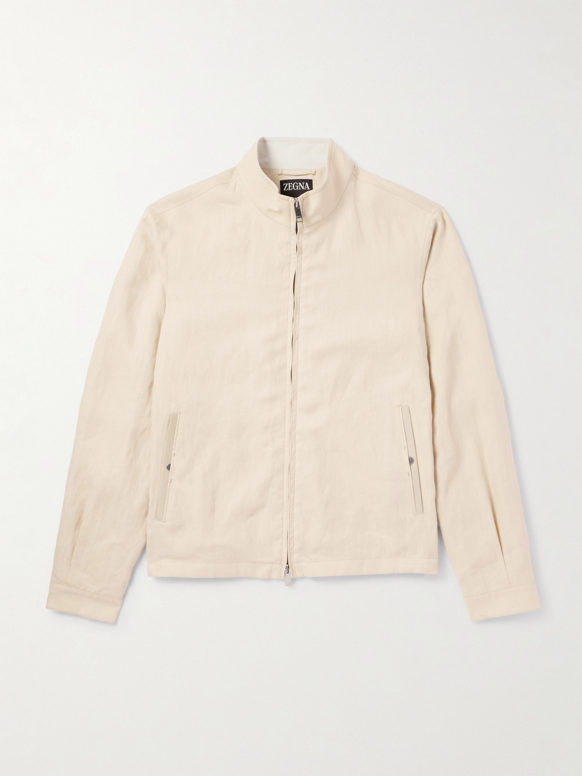 Zegna Leather-Trimmed Oasi Linen Jacket - Men