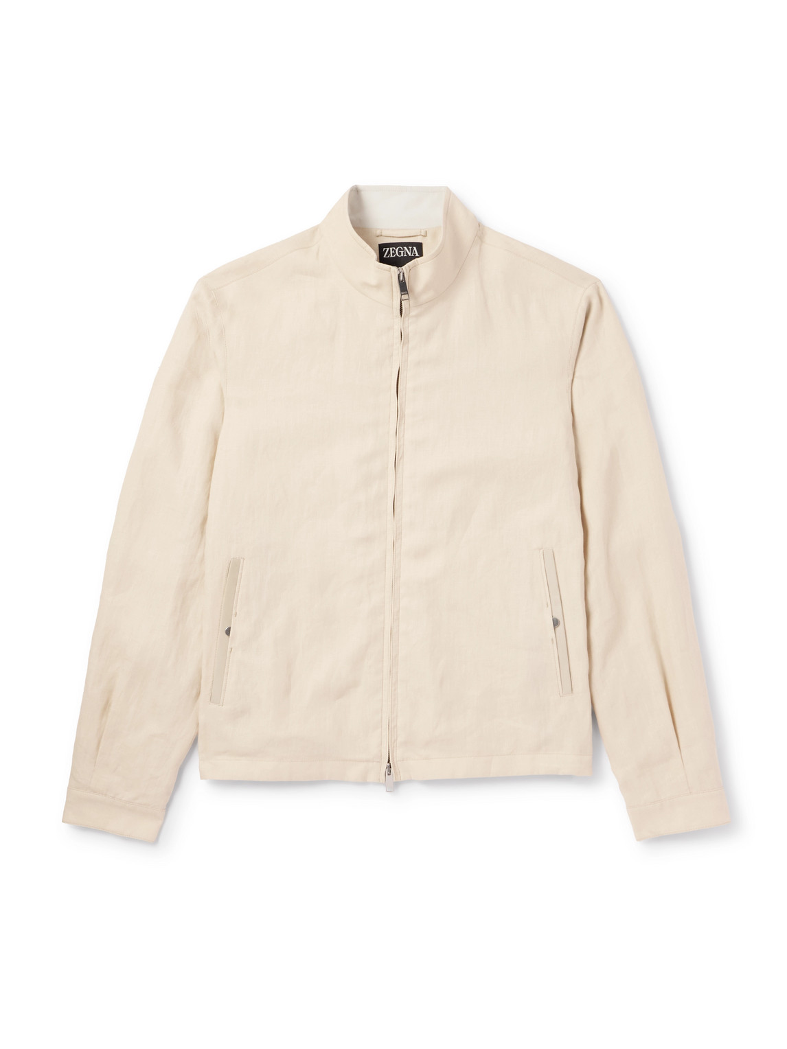 Leather-Trimmed Oasi Linen Jacket