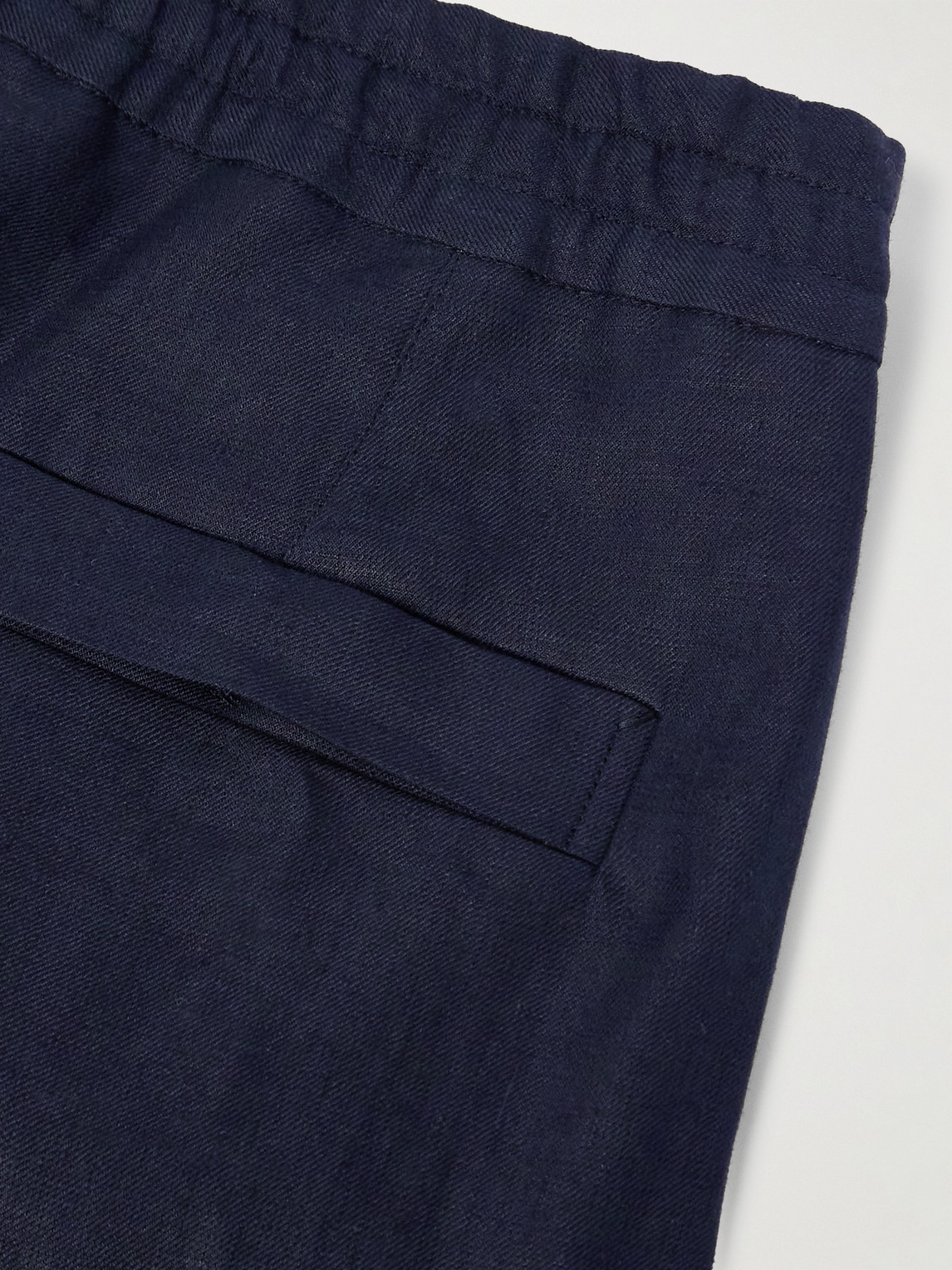 Zegna Tapered Oasi Linen Trousers In Blue