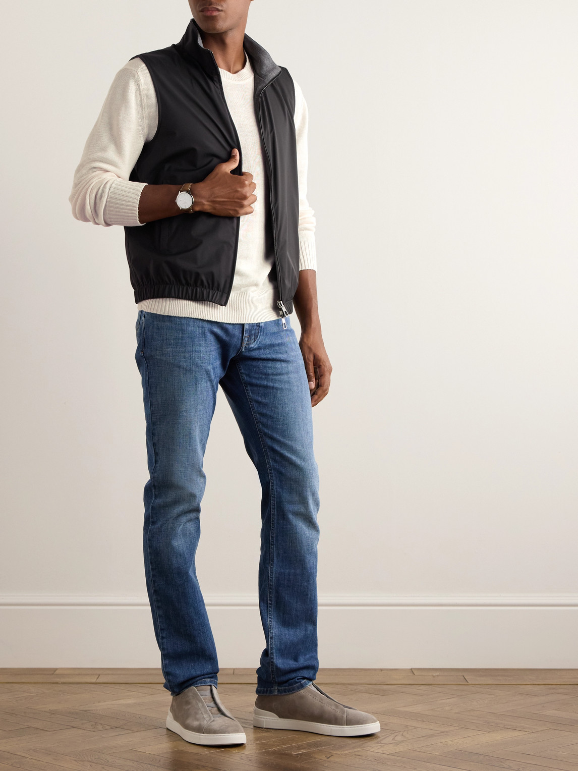 Zegna Cashmere And Silk-blend Sweater In White