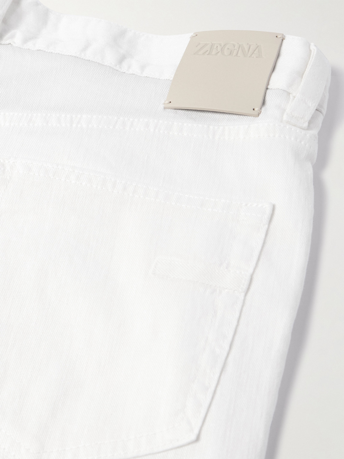 Zegna Roccia Slim-fit Straight-leg Garment-dyed Linen-blend Trousers In White
