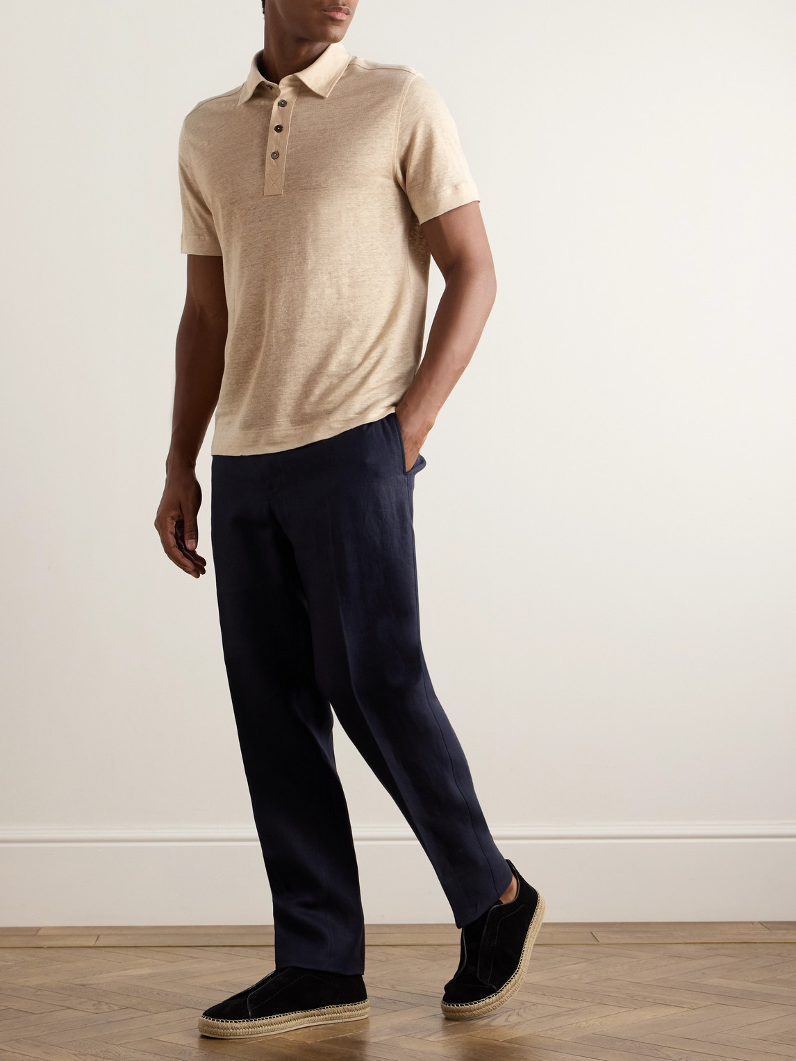 Slim-Fit Linen Polo Shirt — 2