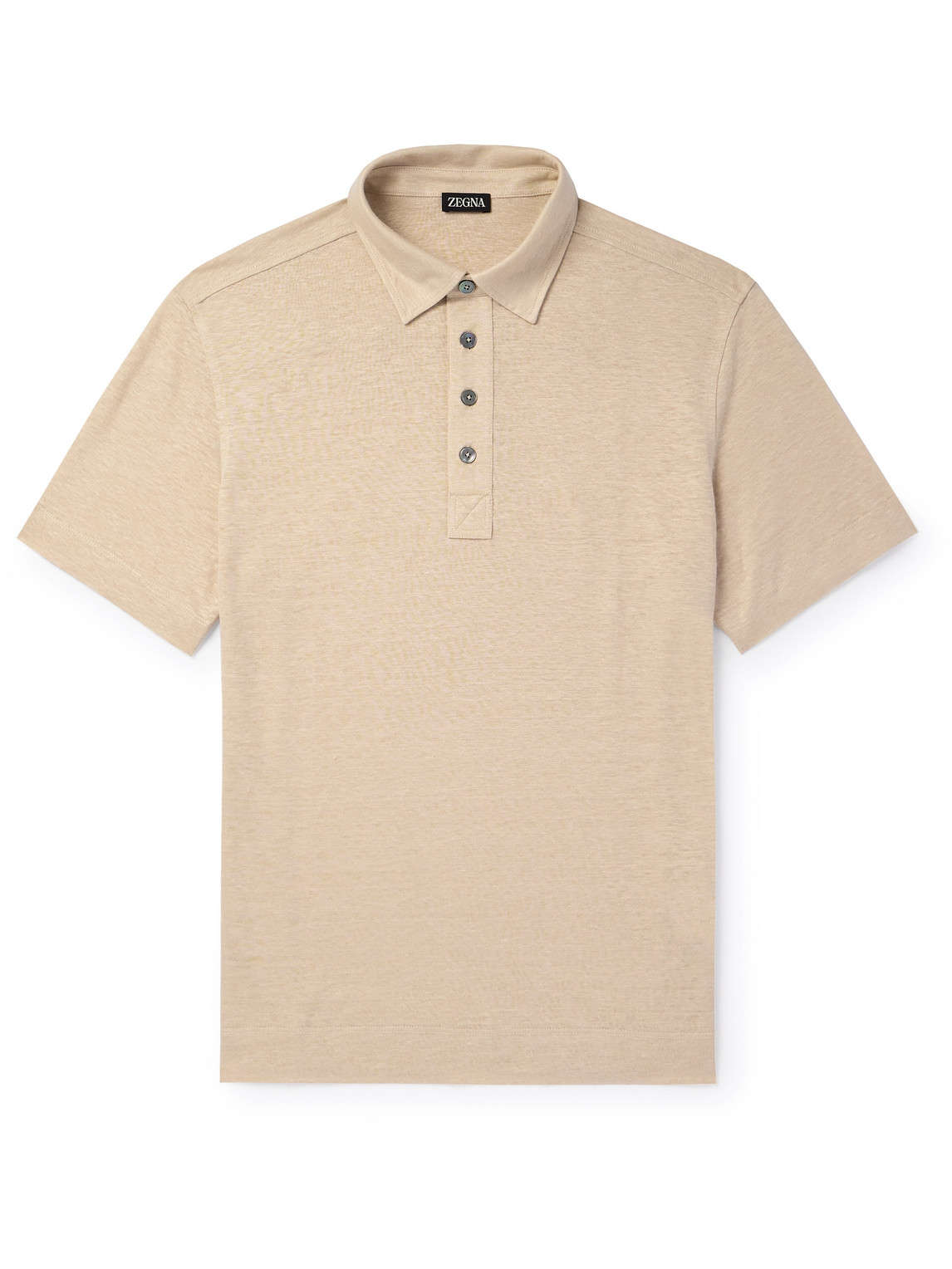 Zegna Slim-fit Linen Polo Shirt In Neutral