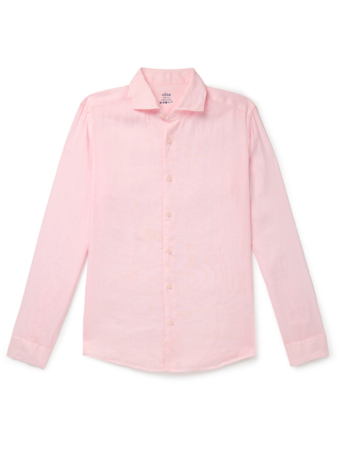 Altea Mercer Slim-fit Garment-dyed Washed-linen Shirt In Pink