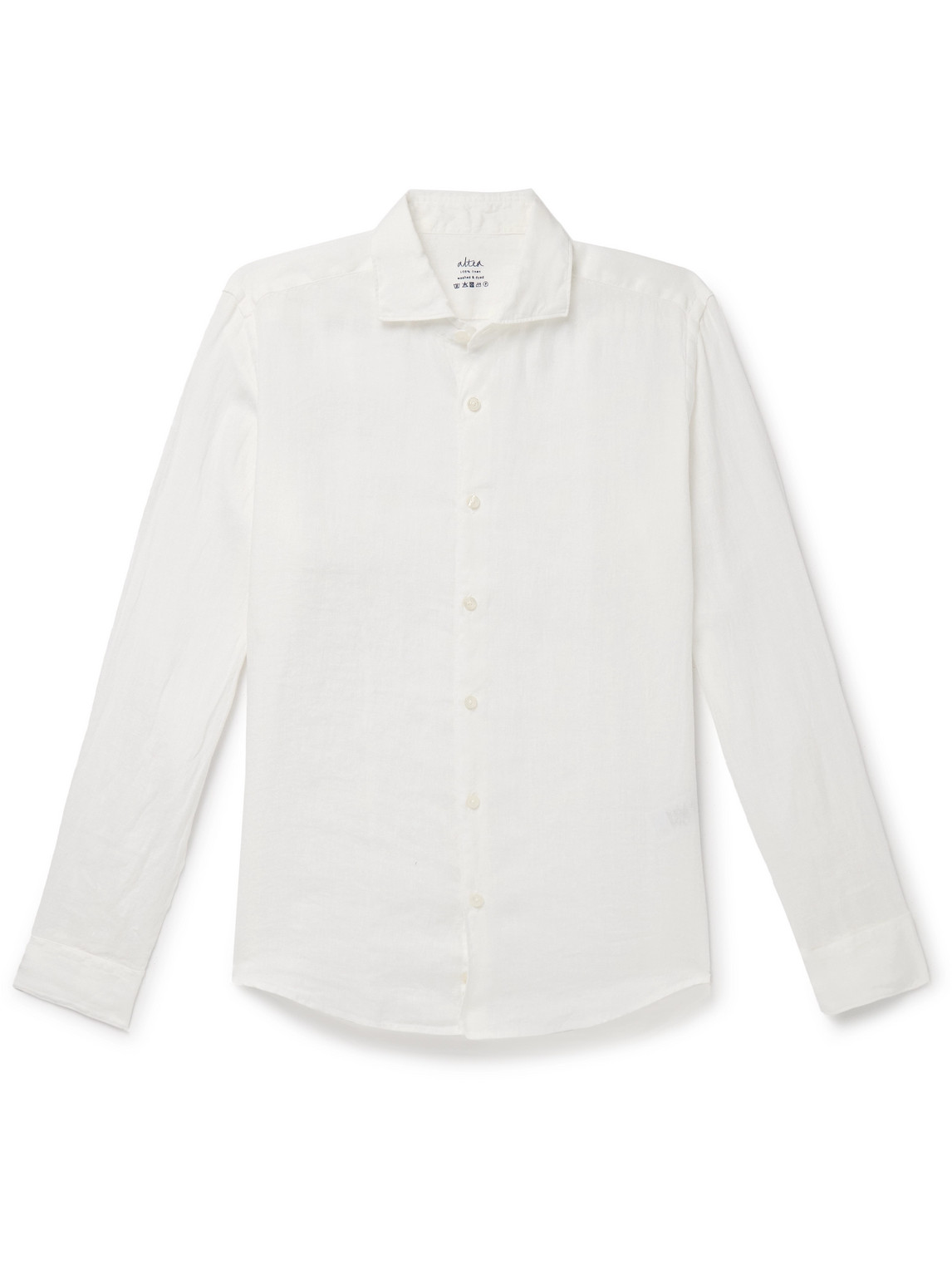 Altea Mercer Slim-fit Garment-dyed Washed-linen Shirt In White