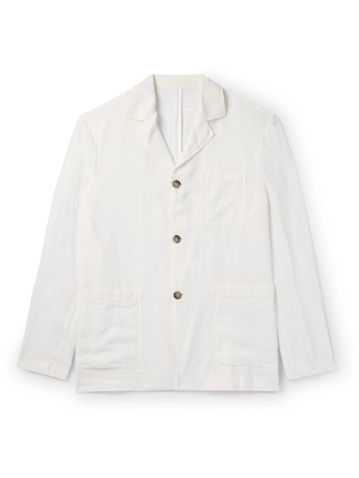 Altea Cleto Camp-collar Linen Shirt Jacket In White