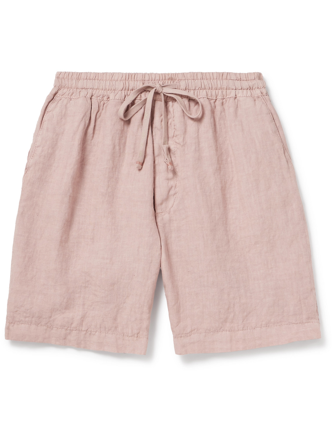 Altea Samuel Straight-leg Linen Drawstring Shorts In Pink