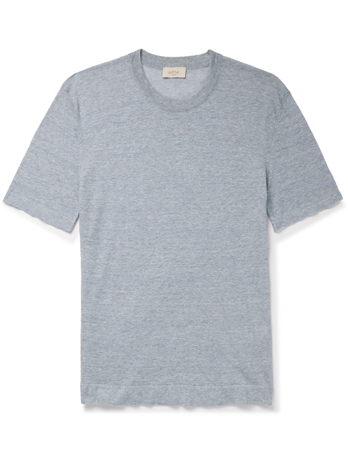 Altea Linen And Cotton-blend Jersey T-shirt In Blue