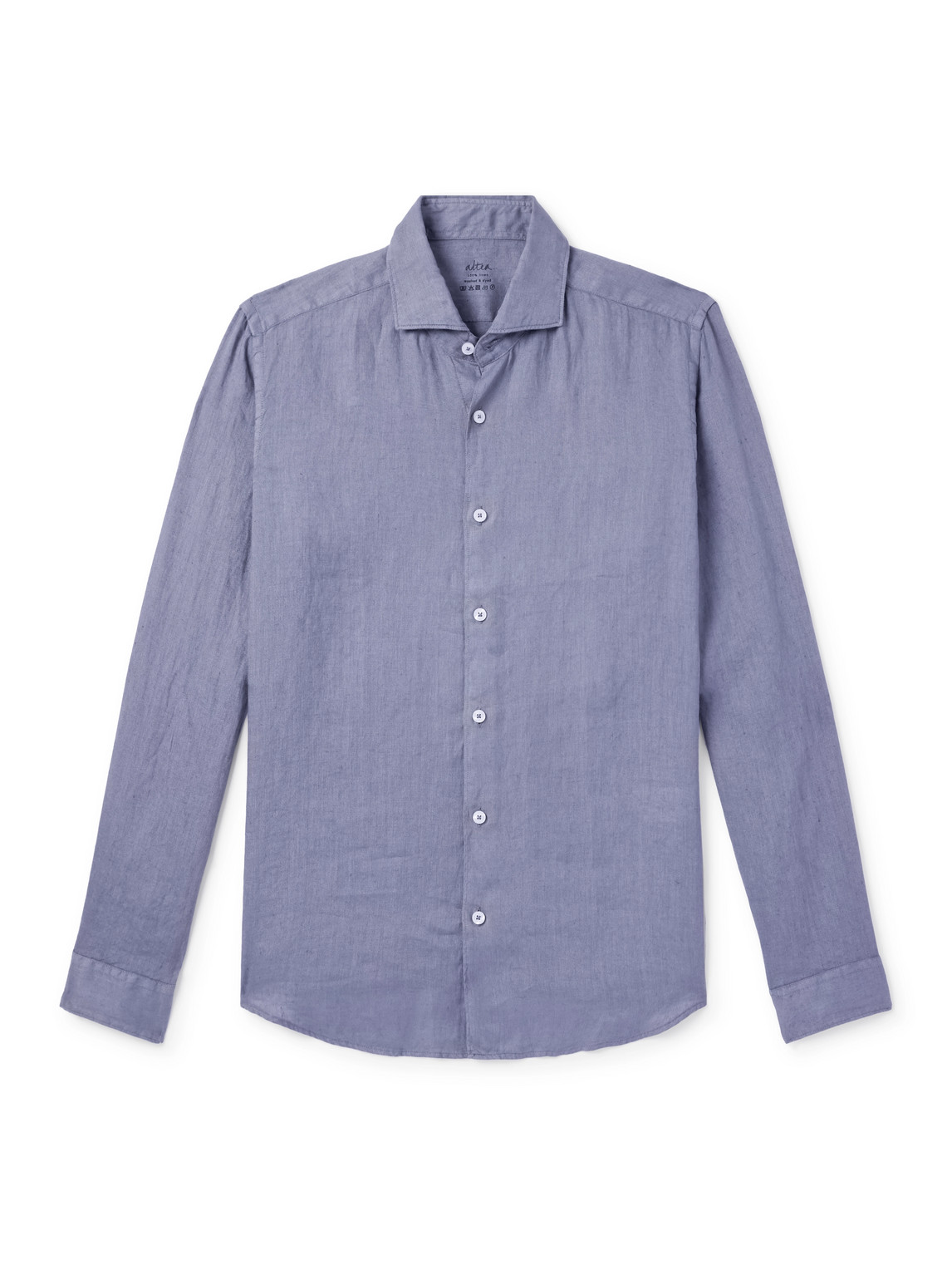 Altea Mercer Cutaway-collar Linen Shirt In Blue