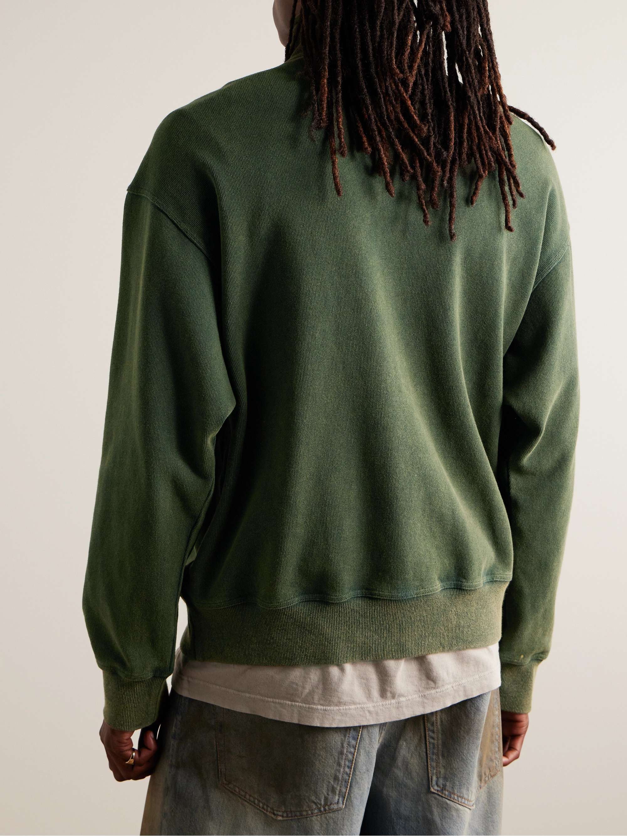 THROWING FITS LogoEmbroidered CottonJersey HalfZip Sweatshirt for