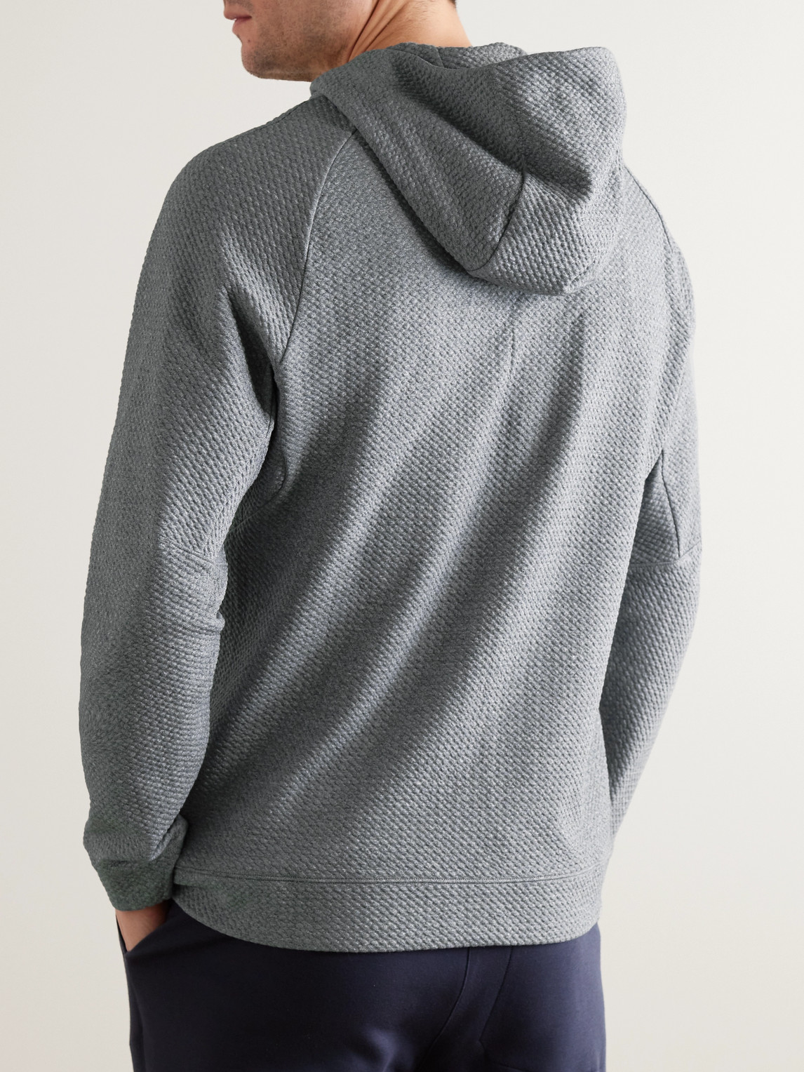 Shop Lululemon At Ease Double-knit Textured Cotton-blend Hoodie In Gray