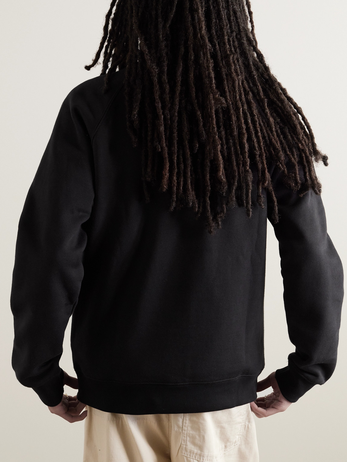Shop Adidas Originals Essential Logo-embroidered Cotton-blend Jersey Sweatshirt In Black